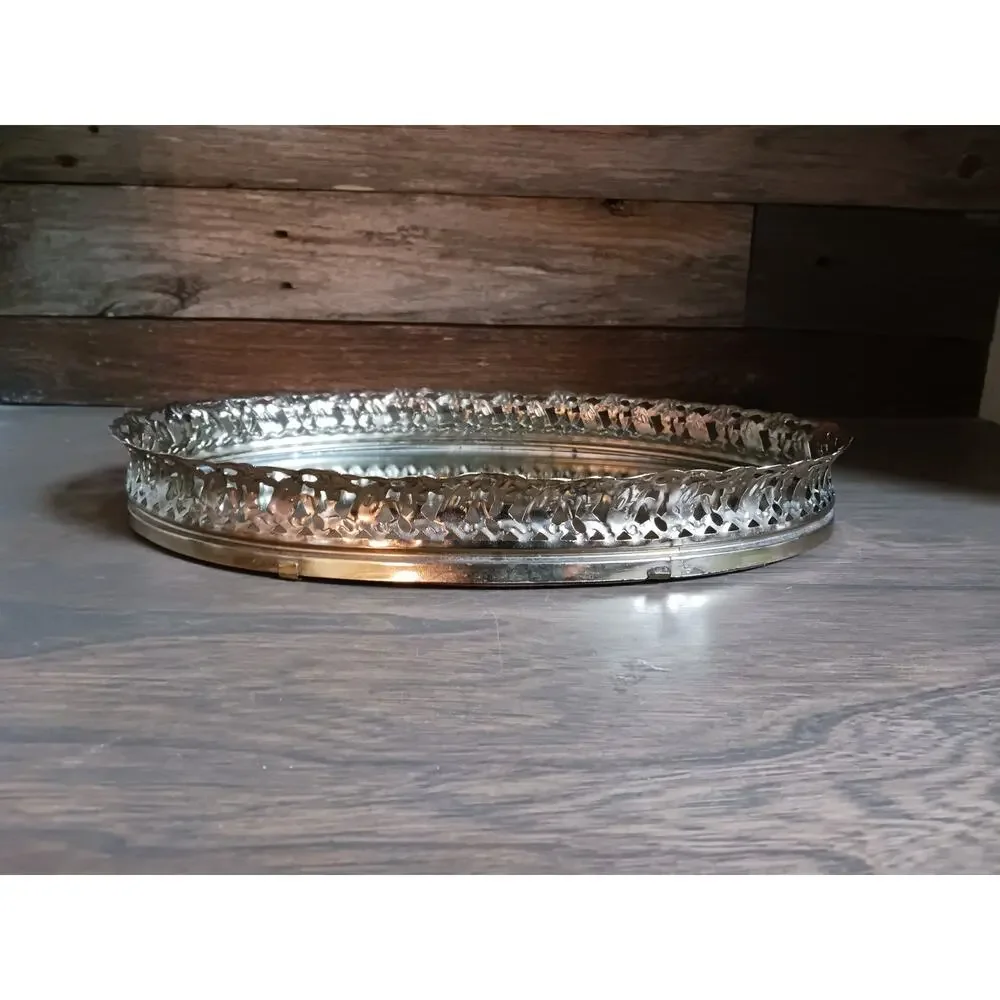 Vintage Oval Gold Filigree Vanity Mirror